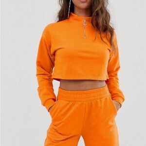 ASOS Design Lounge Neon Zip Sweat Short Set